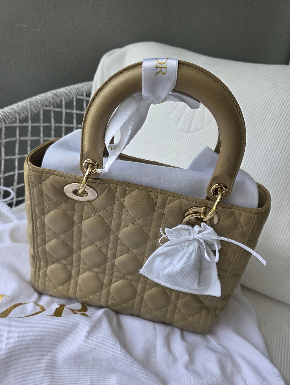 Dior Beige Lady Bag with Gold Hardware - Picture 11 of 16